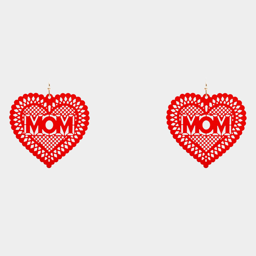 iLLASPARKZ MOM Message Colored Brass Metal Heart Dangle Earrings