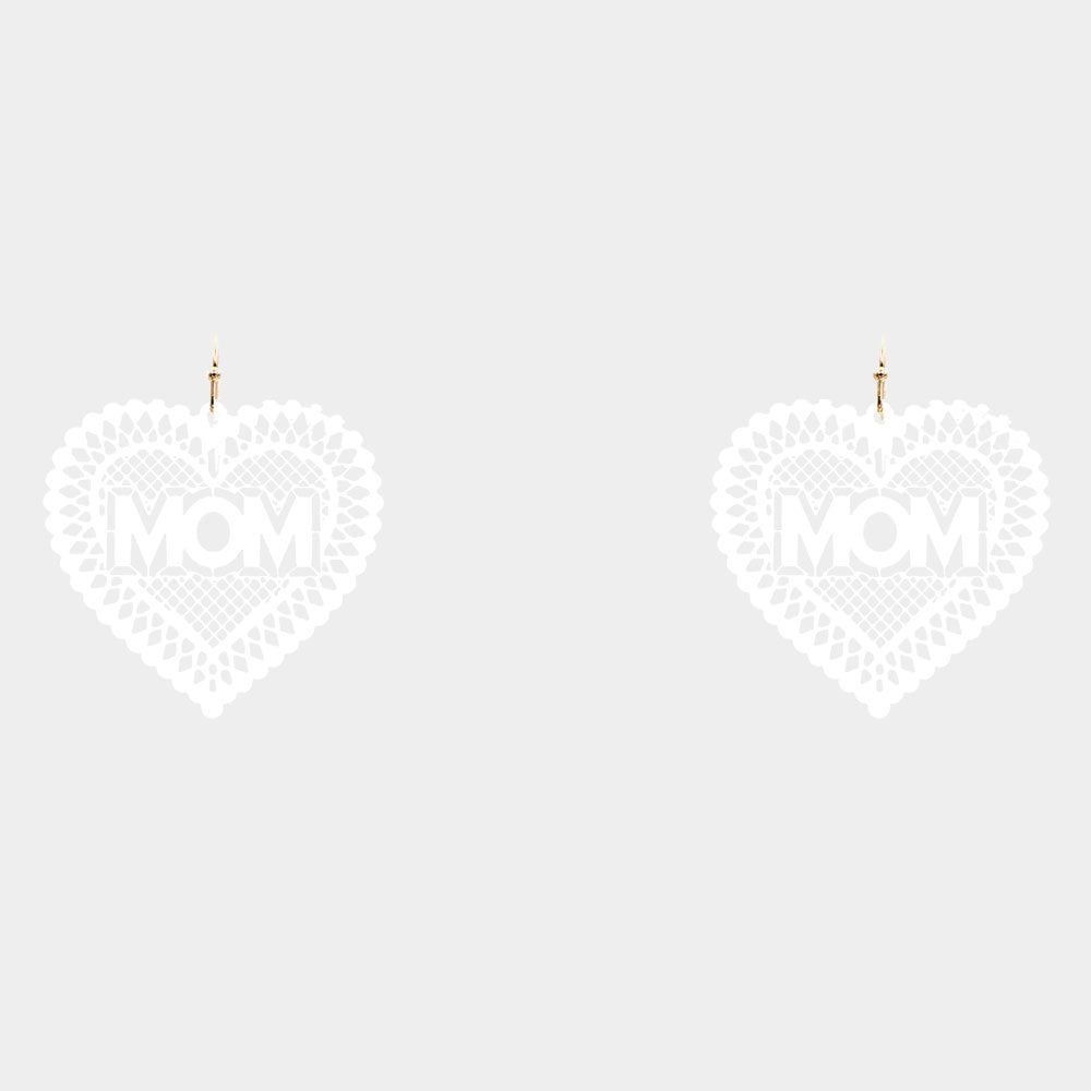 iLLASPARKZ MOM Message Colored Brass Metal Heart Dangle Earrings