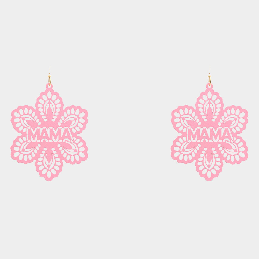 iLLASPARKZ MAMA Message Colored Brass Metal Flower Dangle Earrings