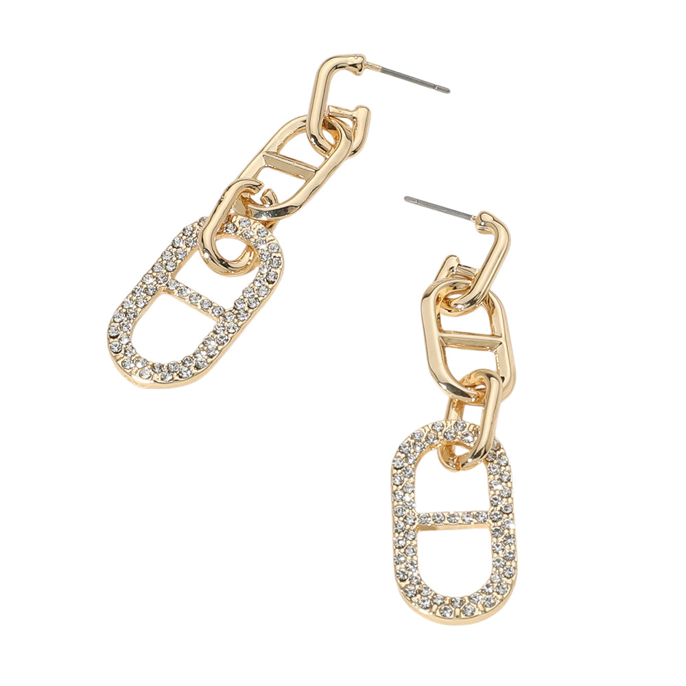 iLLASPARKZ Stone Paved Anchor link Dangle Earrings