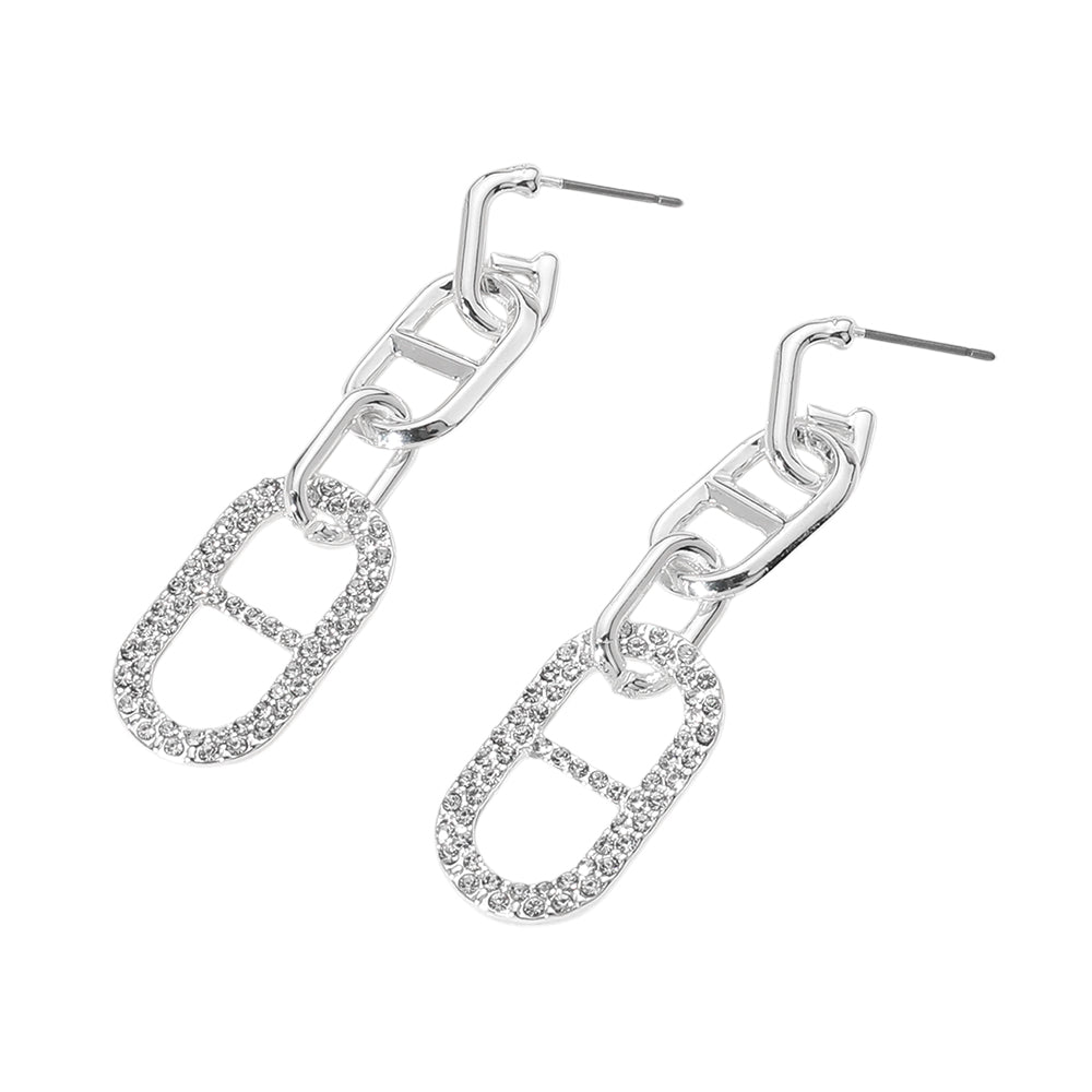 iLLASPARKZ Stone Paved Anchor link Dangle Earrings