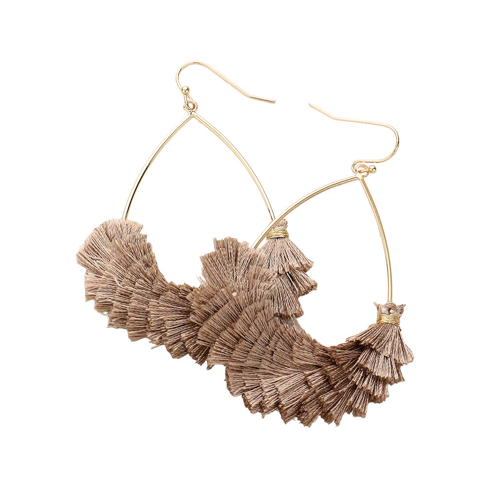 iLLASPARKZ Open Metal Teardrop Tassel Earrings