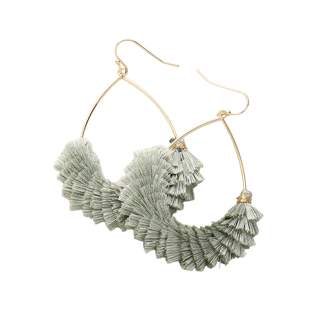 iLLASPARKZ Open Metal Teardrop Tassel Earrings