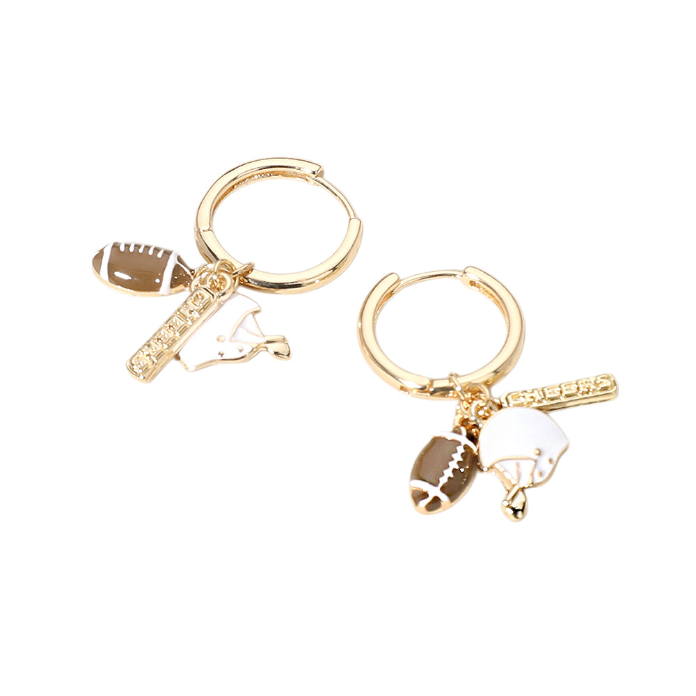 iLLASPARKZ Enamel Football Charm Dangle Huggie Hoop Earrings