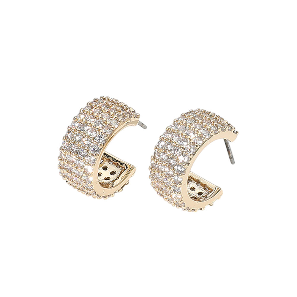 iLLASPARKZ CZ Stone Paved Small Hoop Earrings