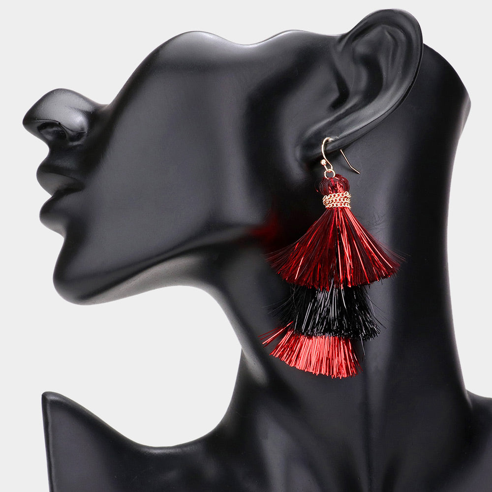 iLLASPARKZ Game Day Triple Tassel Layered Dangle Earrings