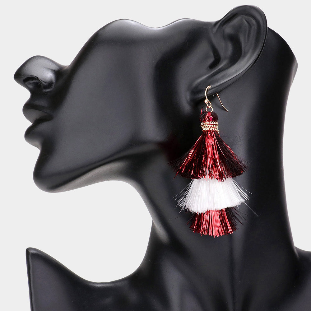 iLLASPARKZ Game Day Triple Tassel Layered Dangle Earrings