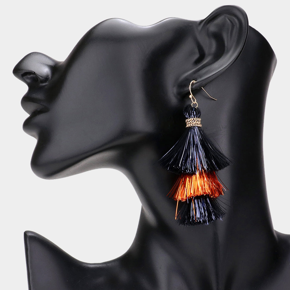 iLLASPARKZ Game Day Triple Tassel Layered Dangle Earrings