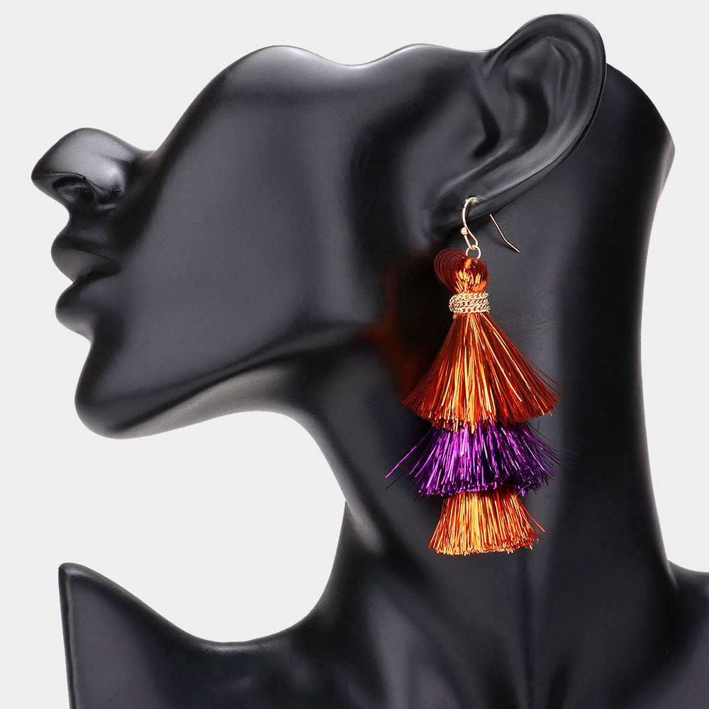 iLLASPARKZ Game Day Triple Tassel Layered Dangle Earrings