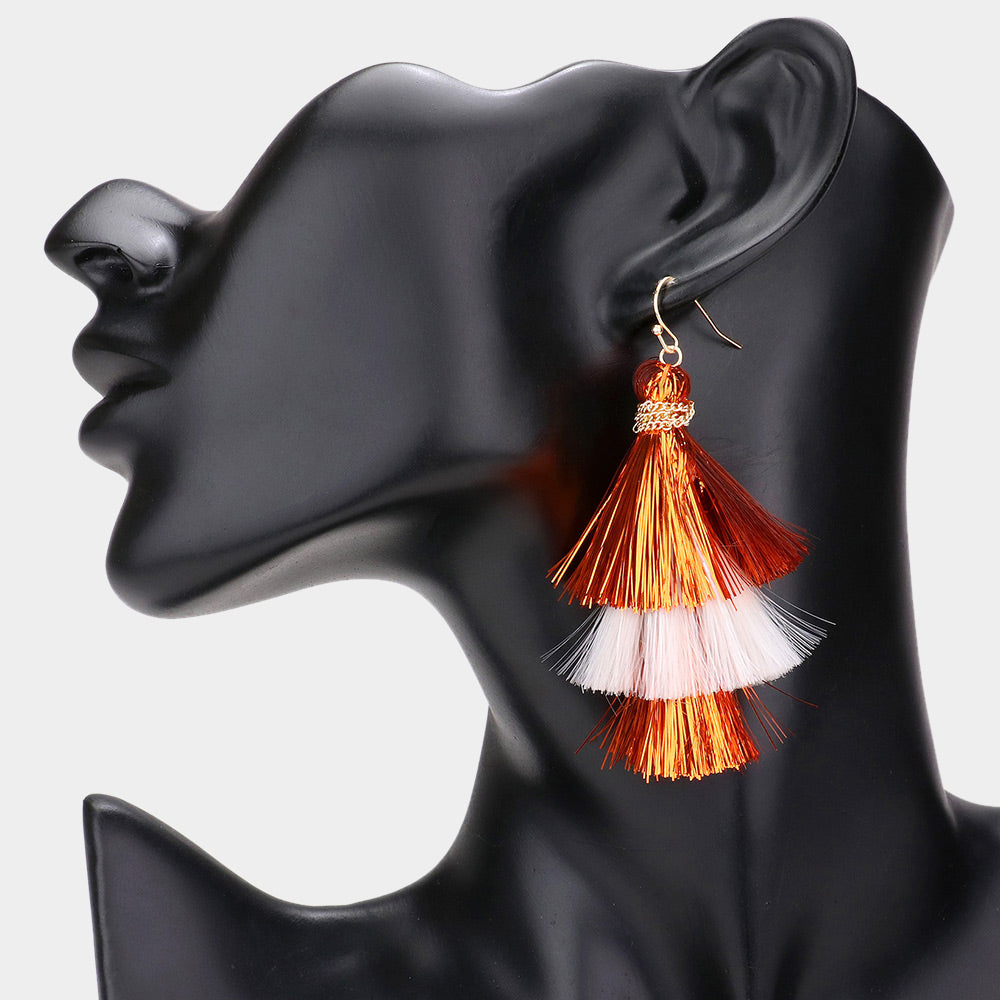 iLLASPARKZ Game Day Triple Tassel Layered Dangle Earrings