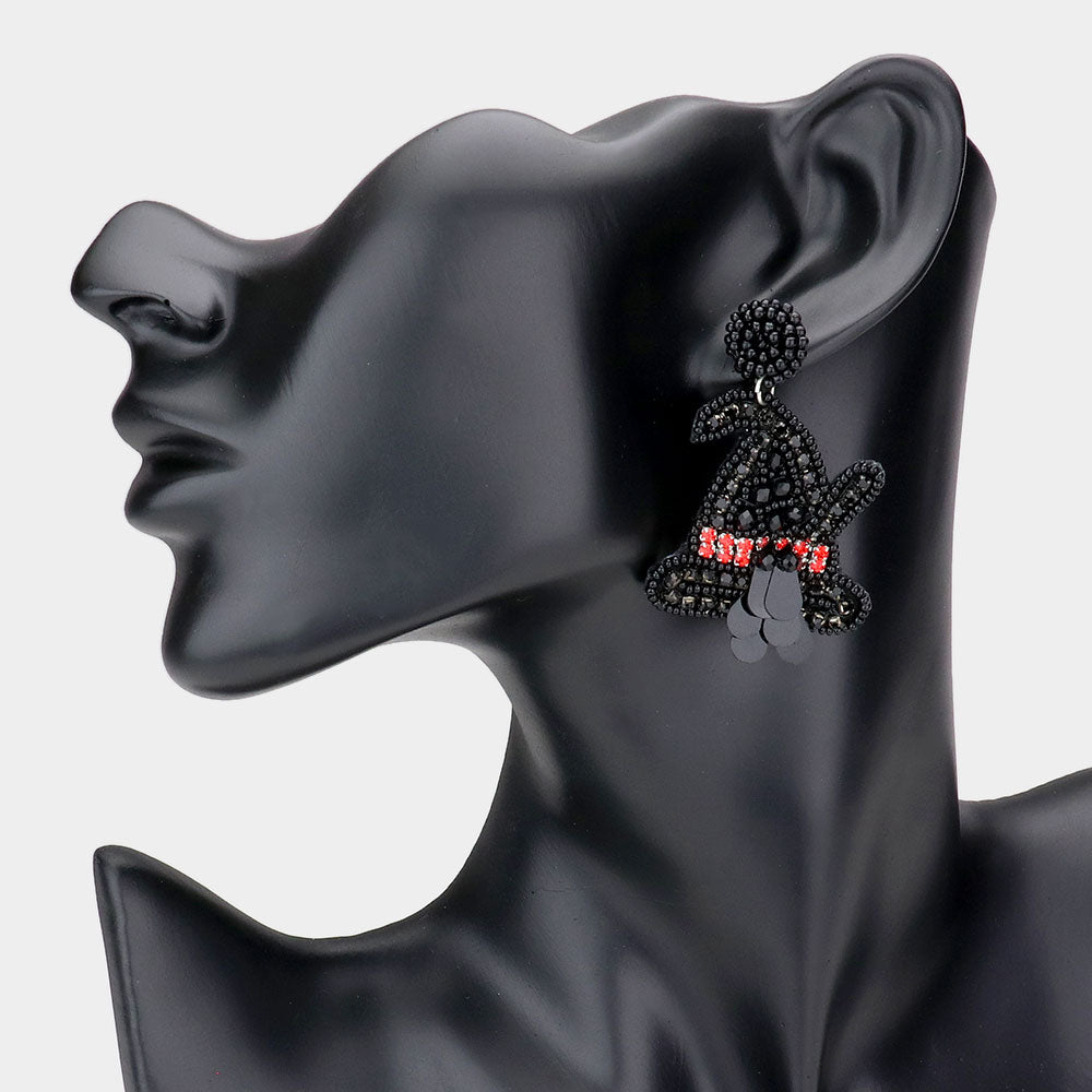 iLLASPARKZ Rhinestone Beaded Witch Hat Dangle Earrings