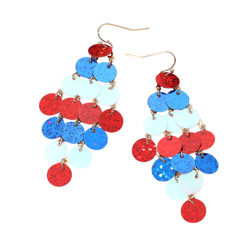 iLLASPARKZ American USA Sequin Chandelier Dangle Earrings