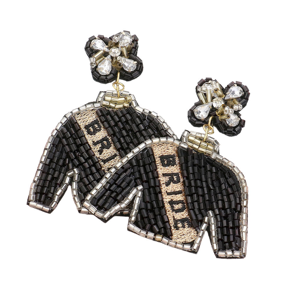 iLLASPARKZ BRIDE Felt Back Beaded Suit Dangle Earrings