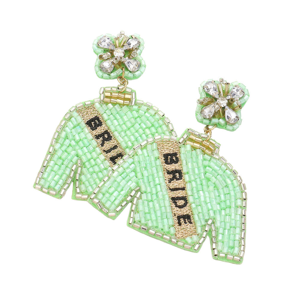 iLLASPARKZ BRIDE Felt Back Beaded Suit Dangle Earrings