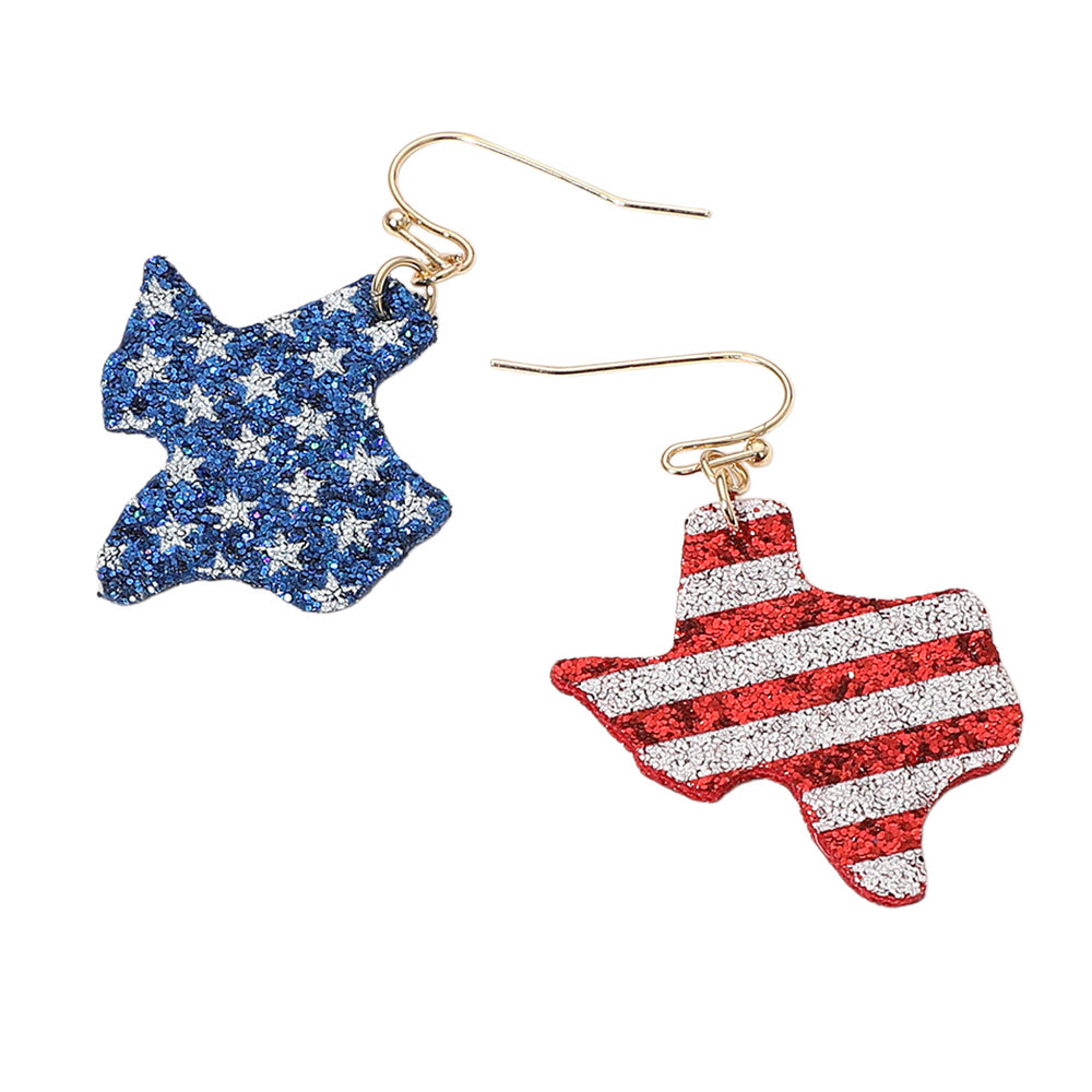 iLLASPARKZ Glittered American USA Flag Texas Dangle Earrings