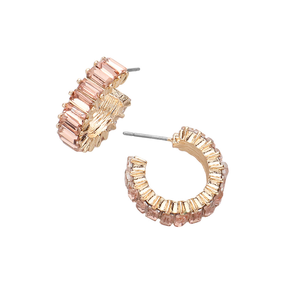 iLLASPARKZ Baguette Stone Cluster Hoop Earrings