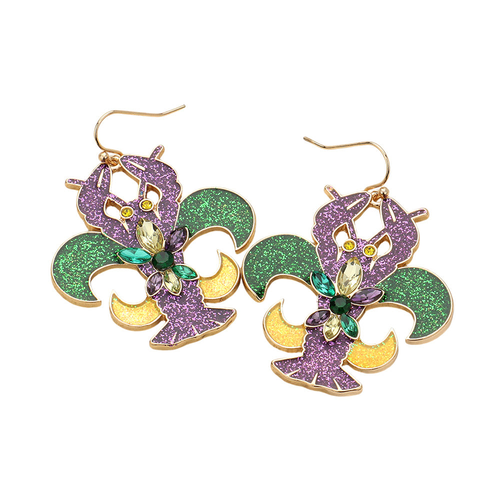 iLLASPARKZ Stone Paved Sparkly Mardi Gras Crawfish Dangle Earrings