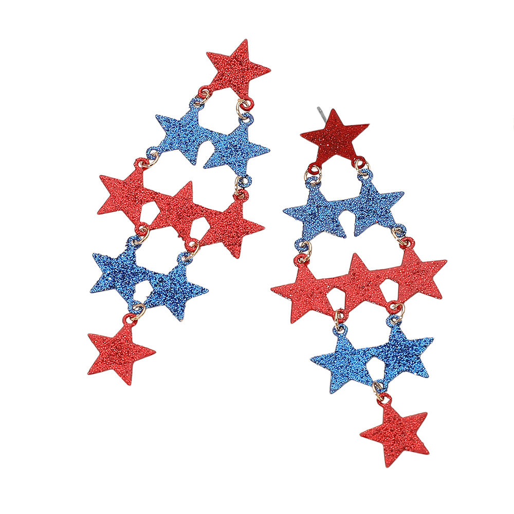 iLLASPARKZ American USA Star Sequin Chandelier Earrings