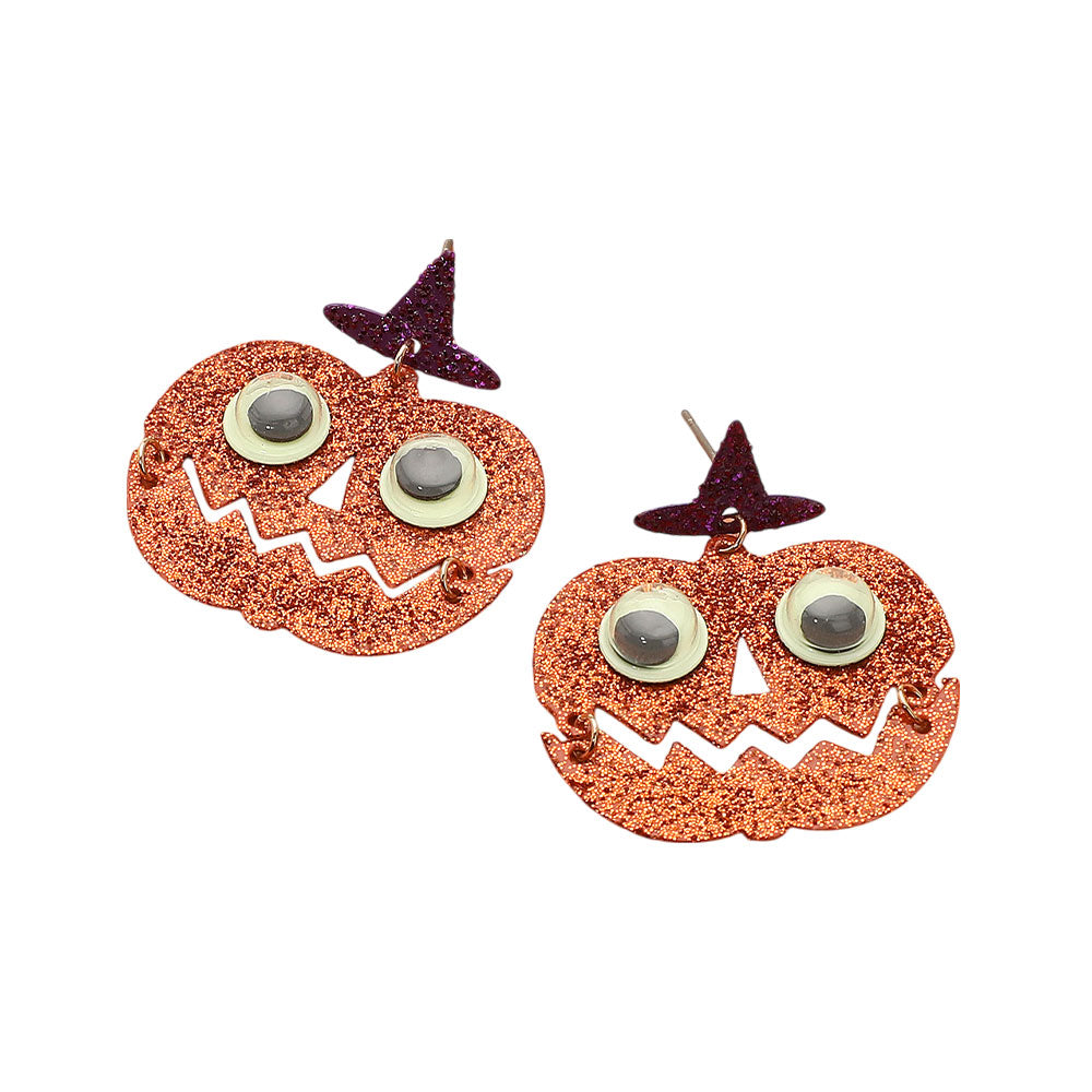 iLLASPARKZ GLOW IN THE DARK Halloween Pumpkin Face Dangle Earrings