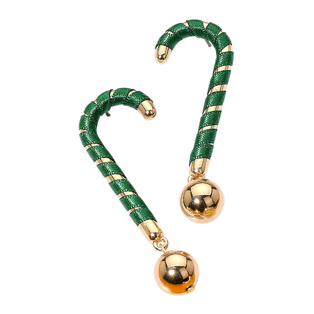 iLLASPARKZ Ball Drop Christmas Candy Cane Earrings