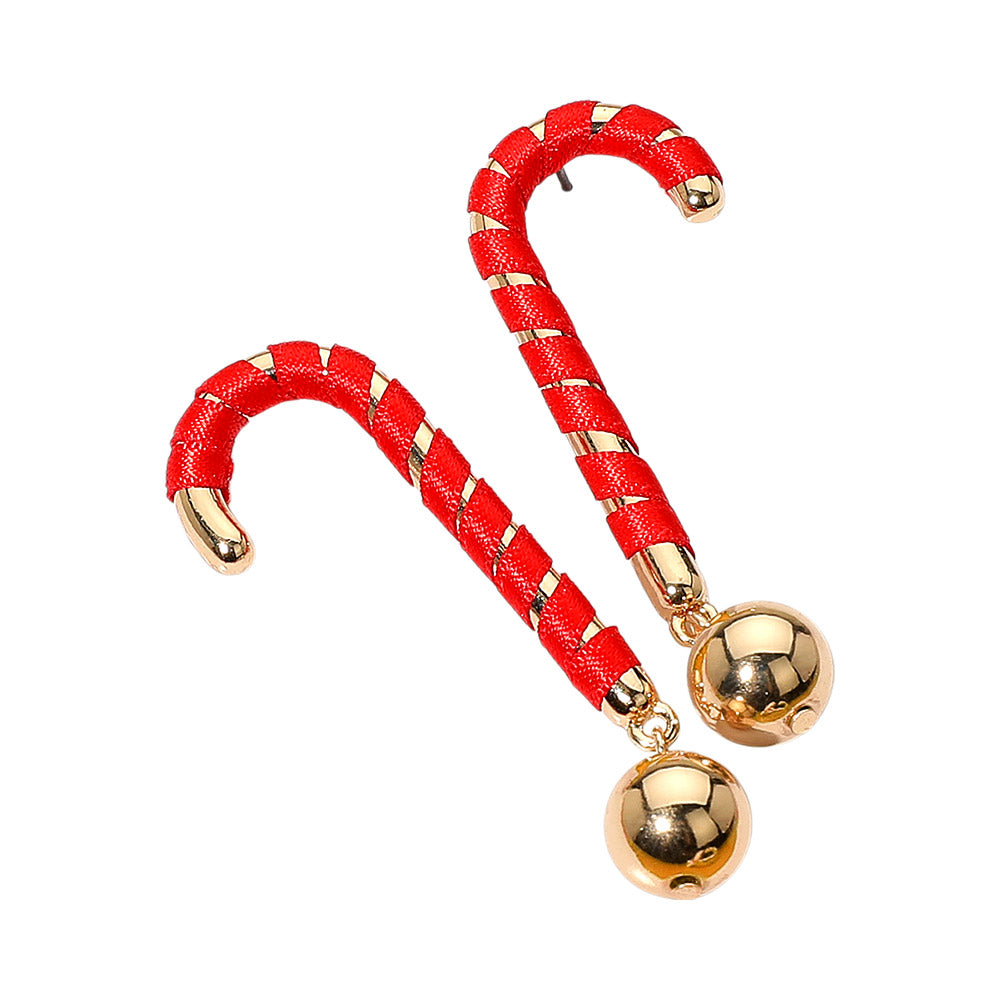 iLLASPARKZ Ball Drop Christmas Candy Cane Earrings