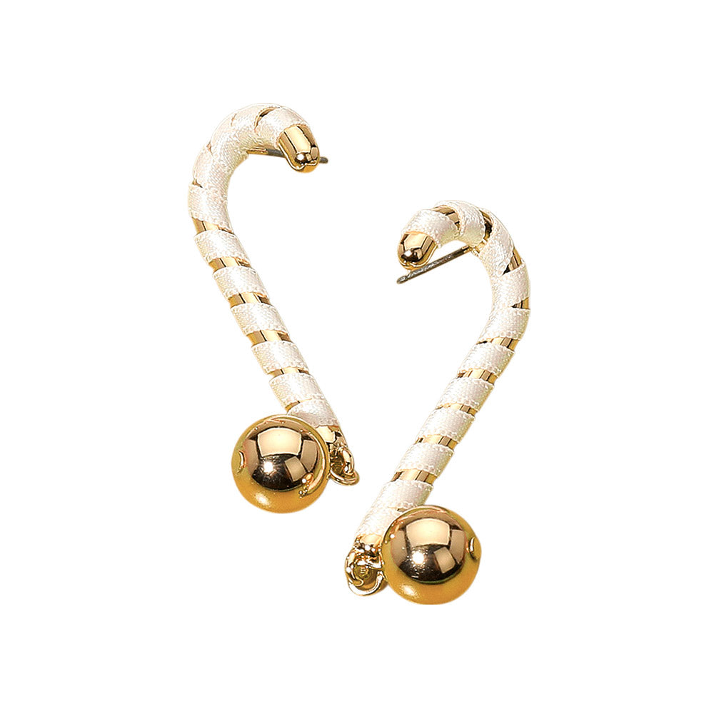 iLLASPARKZ Ball Drop Christmas Candy Cane Earrings