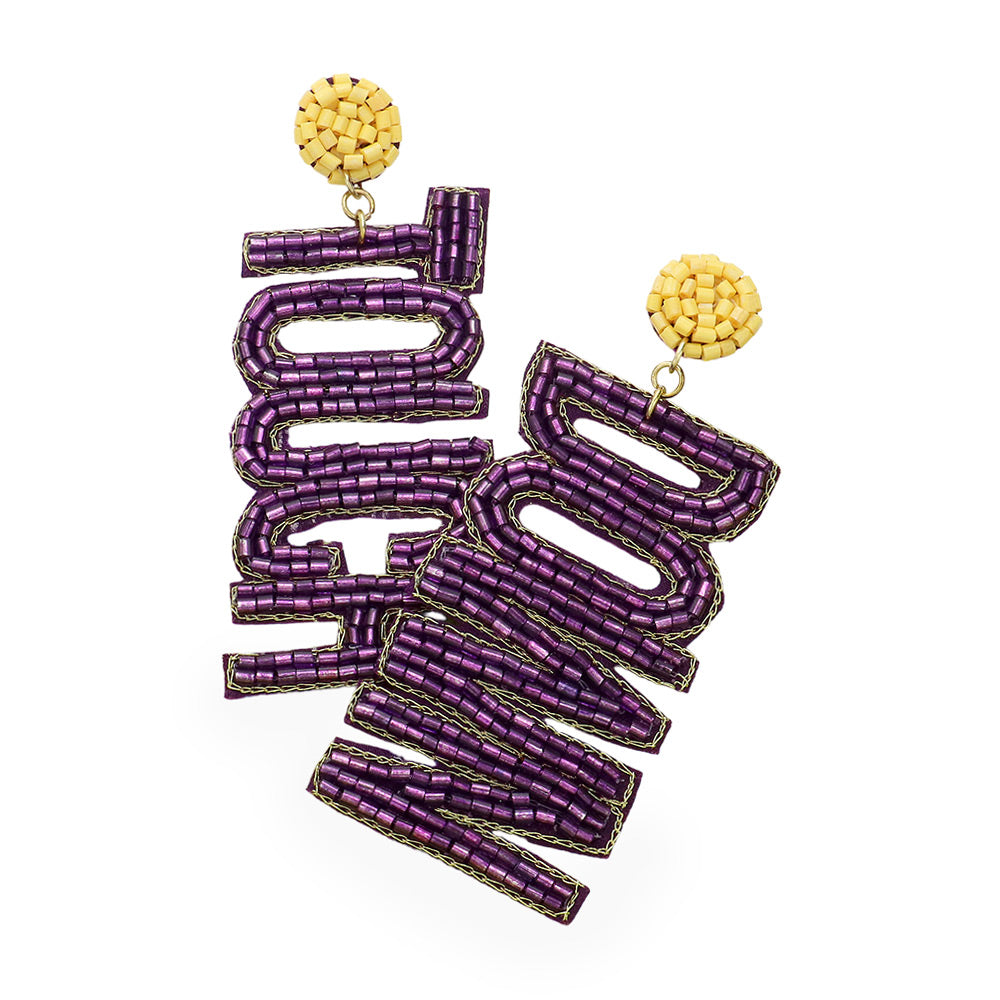 iLLASPARKZ Game Day Felt Back Beaded Touch Down Message Dangle Earrings