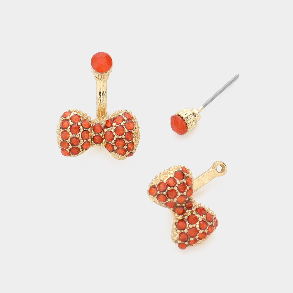 iLLASPARKZ Rhinestone Embellished Bow Ear Jacket Earrings