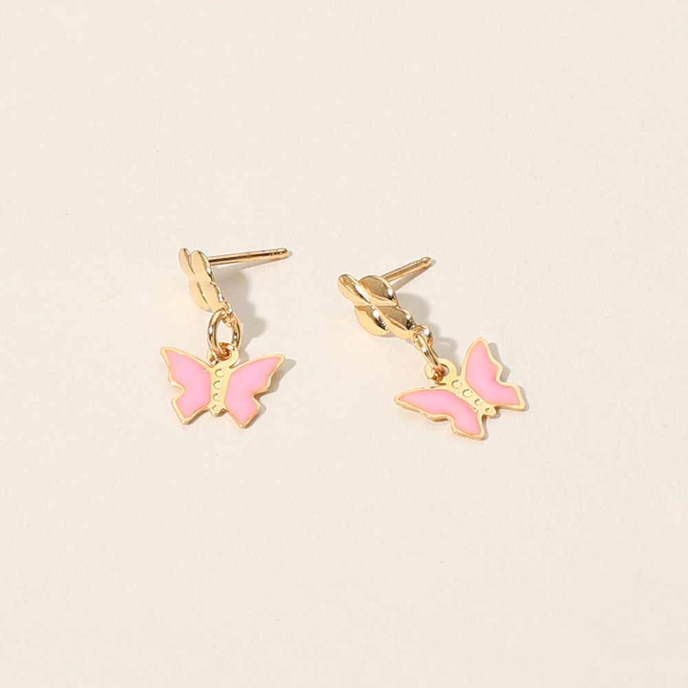 iLLASPARKZ 18K Gold Filled Hypoallergenic Enamel Butterfly Dangle Earrings