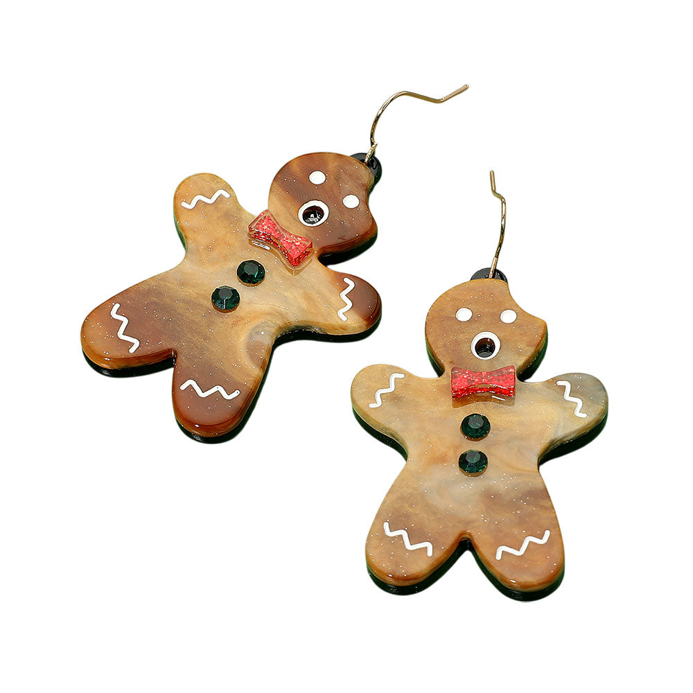 iLLASPARKZ Resin Christmas Gingerbread Man Dangle Earrings