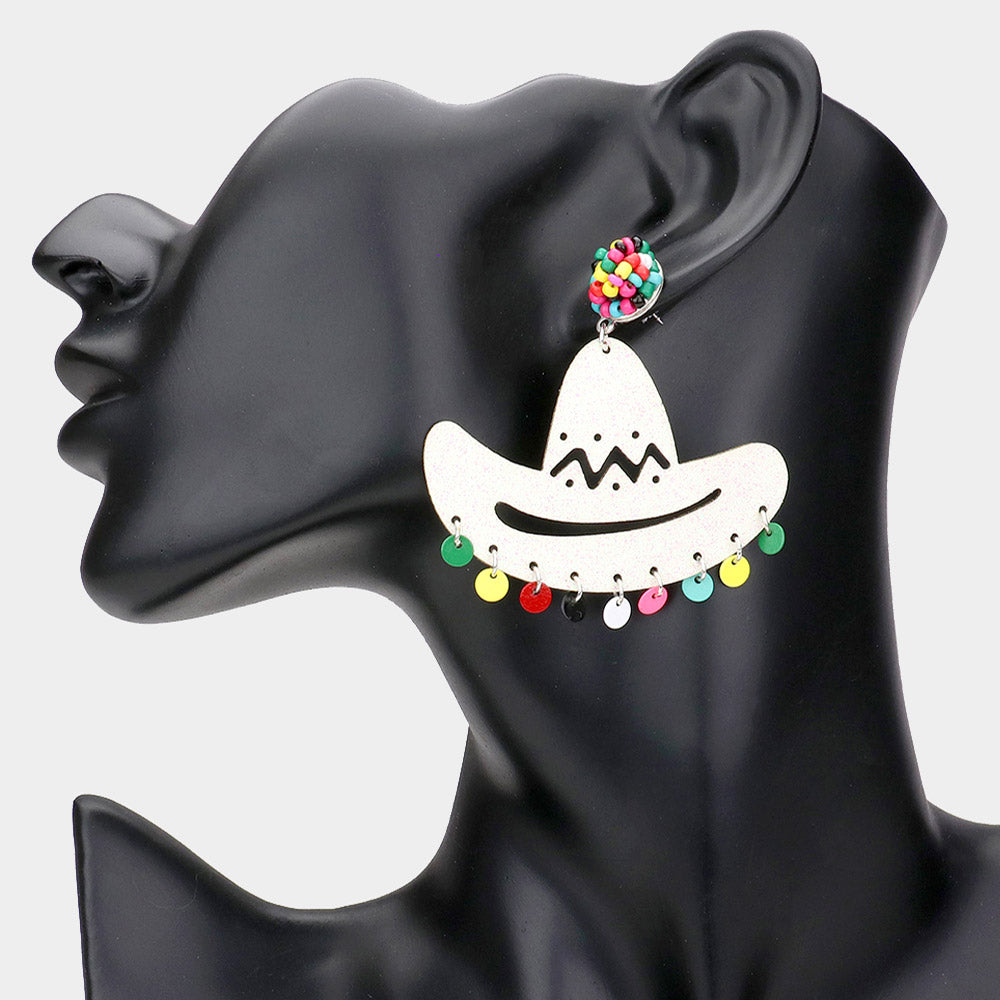iLLASPARKZ Glittered Cowboy Hat Dangle Earrings