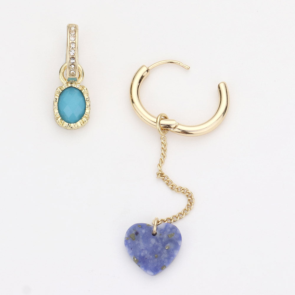 iLLASPARKZ Round Stone Bead Heart Interchangeable Earring Set
