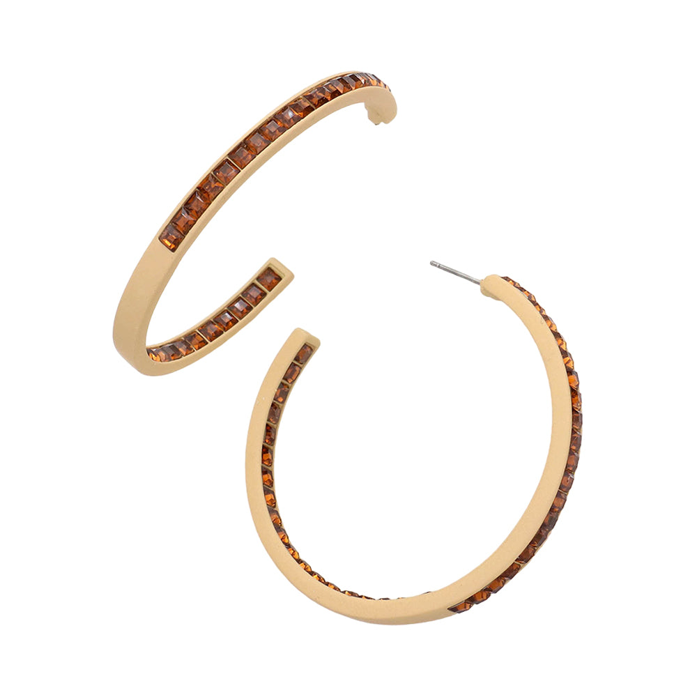 iLLASPARKZ Square Stone Embellished Hoop Earrings