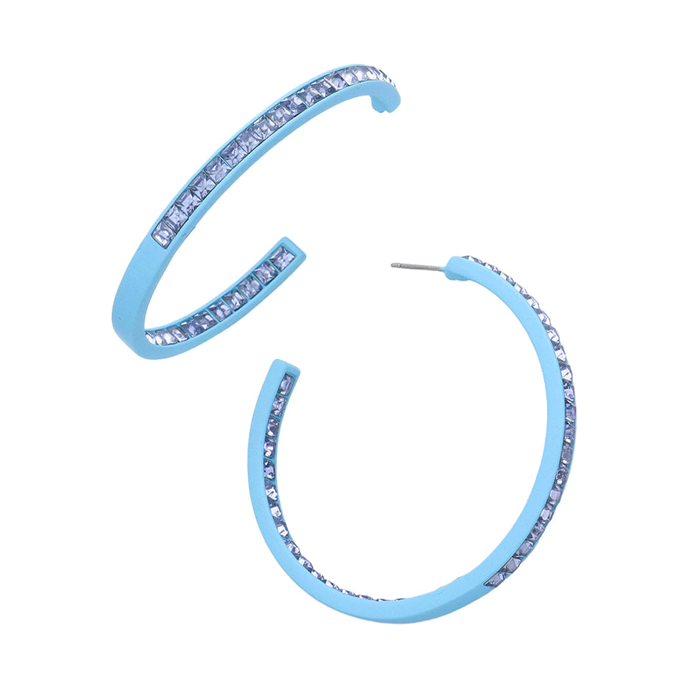 iLLASPARKZ Square Stone Embellished Hoop Earrings