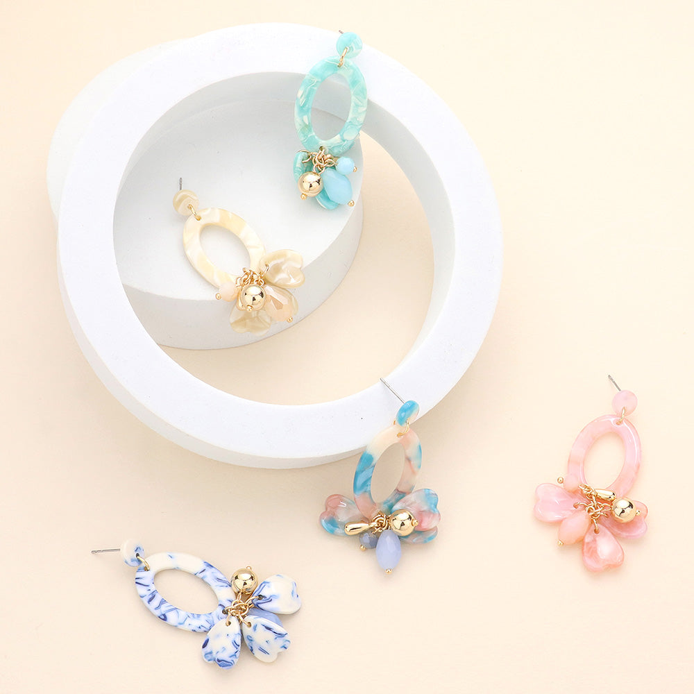 iLLASPARKZ Celluloid Acetate Open Oval Petal Link Dangle Earrings