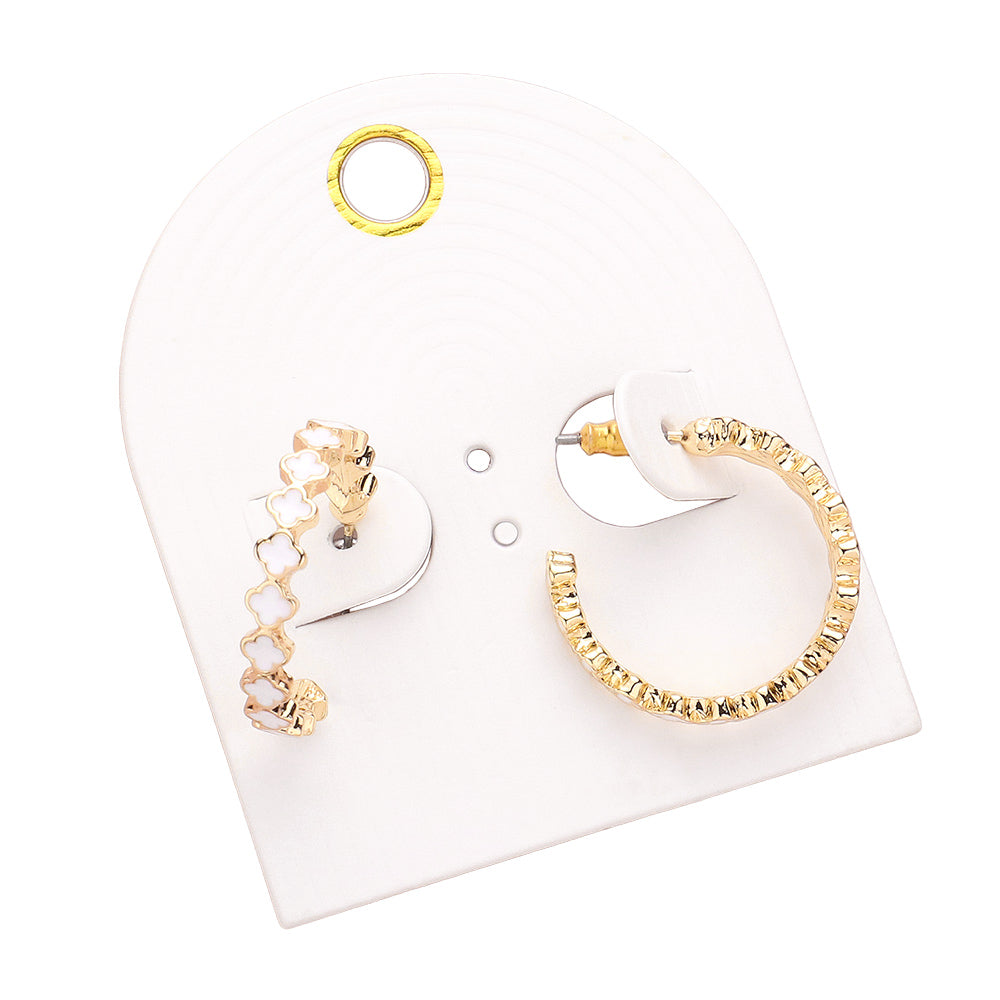 iLLASPARKZ Enamel Quatrefoil Hoop Earrings