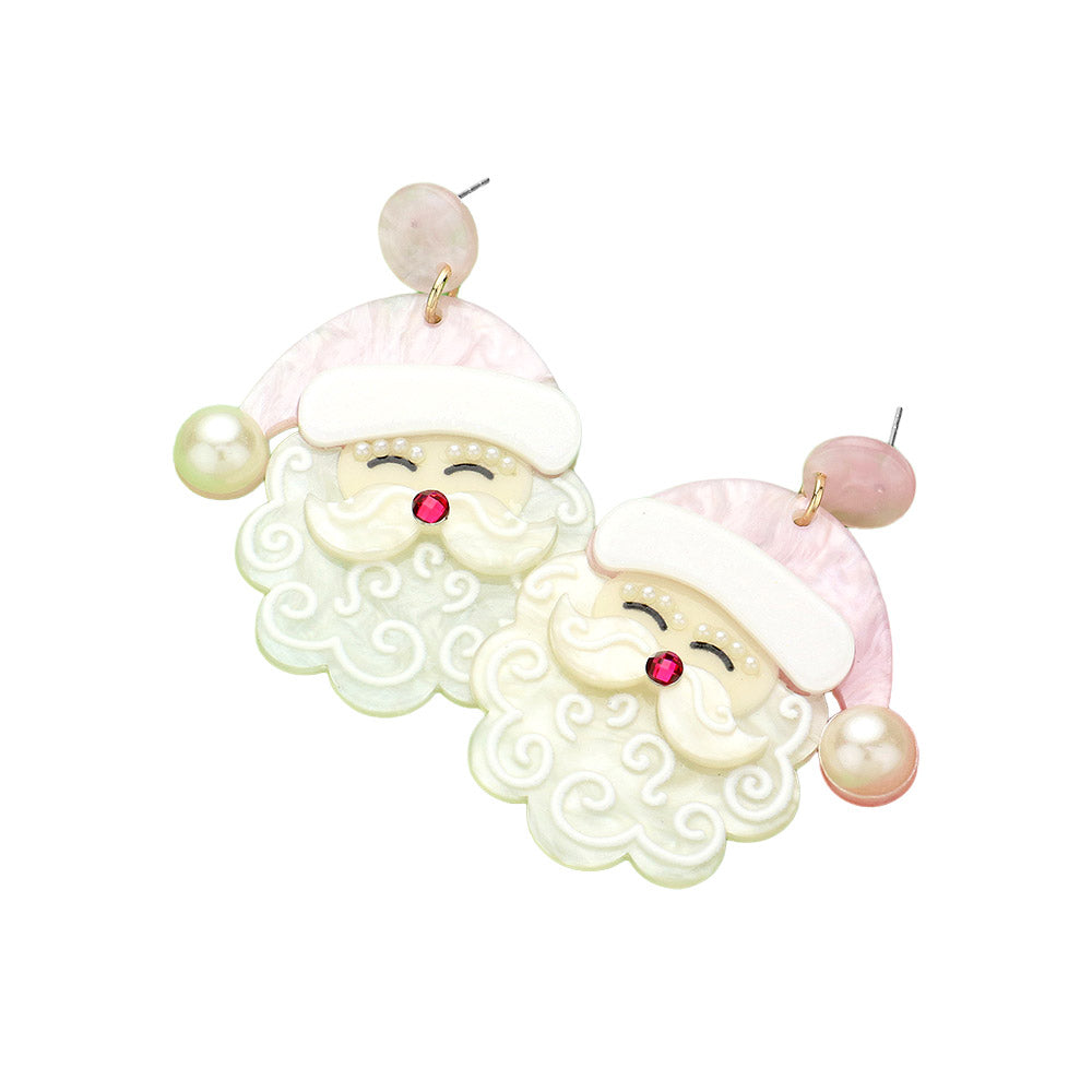 iLLASPARKZ Glittered Resin Santa Dangle Earrings