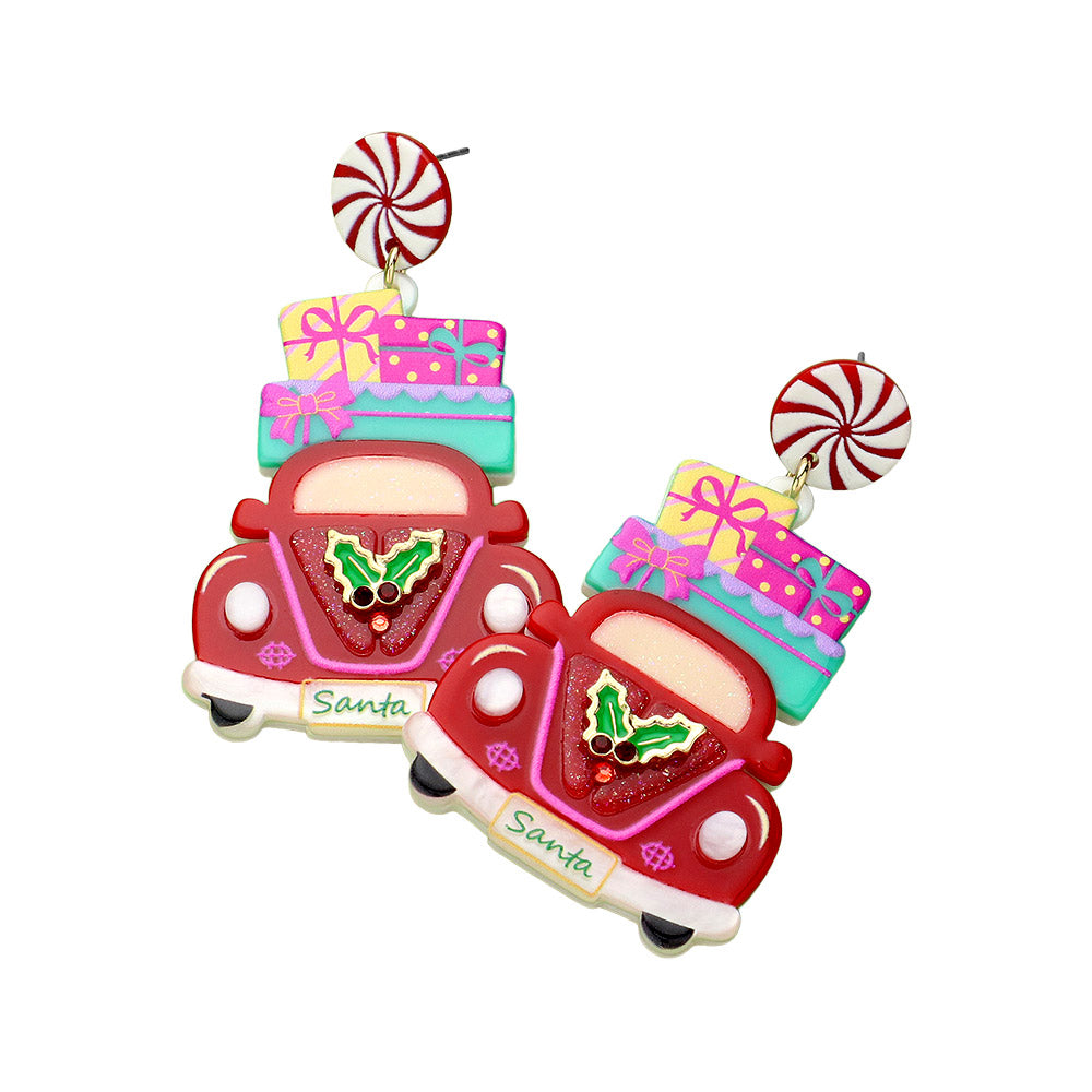 iLLASPARKZ Resin Christmas Santa Car Dangle Earrings