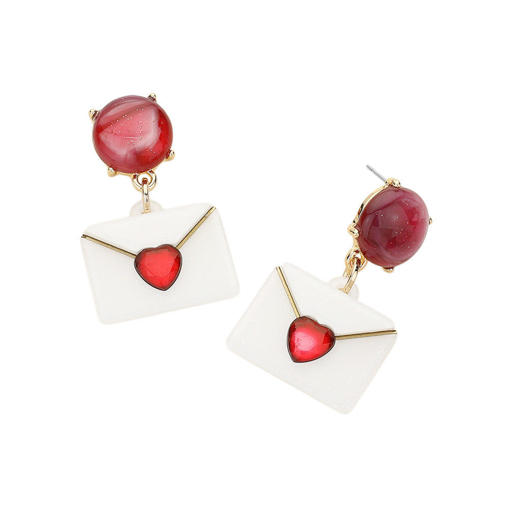 iLLASPARKZ Glittered Resin Heart Envelop Dangle Earrings