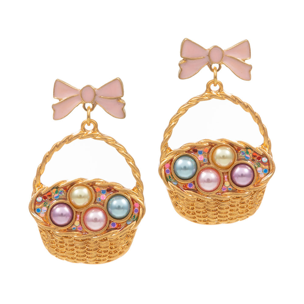 Easter Egg Basket Dangle Earrings