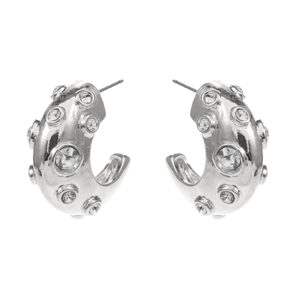 iLLASPARKZ Stone Pointed Chunky Hoop Earrings