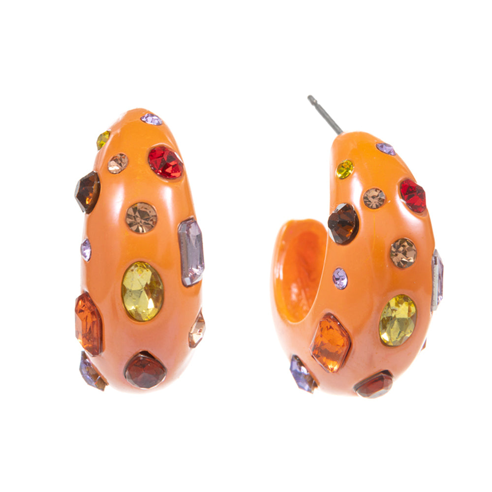 iLLASPARKZ Multi Stone Paved Chunky Hoop Earrings