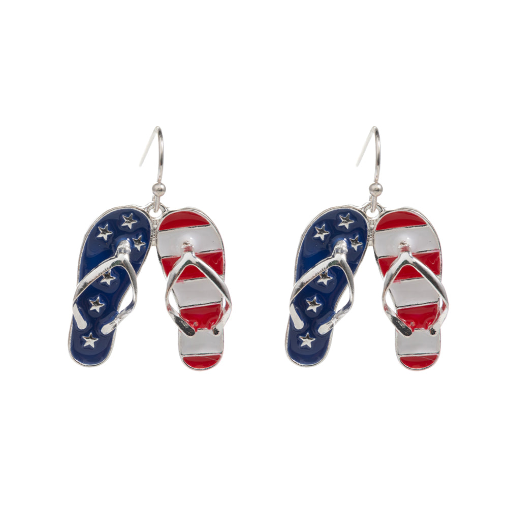 iLLASPARKZ American USA Enamel Flip Flop Dangle Earrings