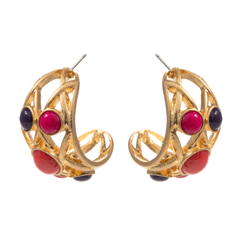 iLLASPARKZ Natural Stone Pointed Hollow Out Chunky Hoop Earrings