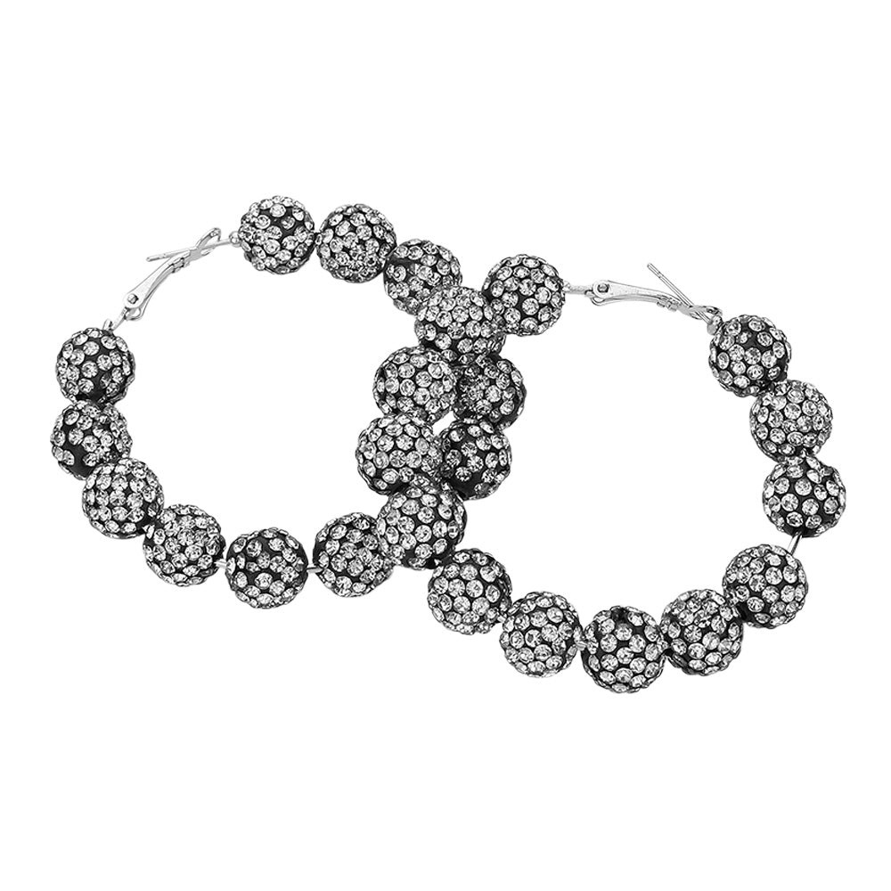 iLLASPARKZ Shamballa Ball Beaded Hoop Earrings