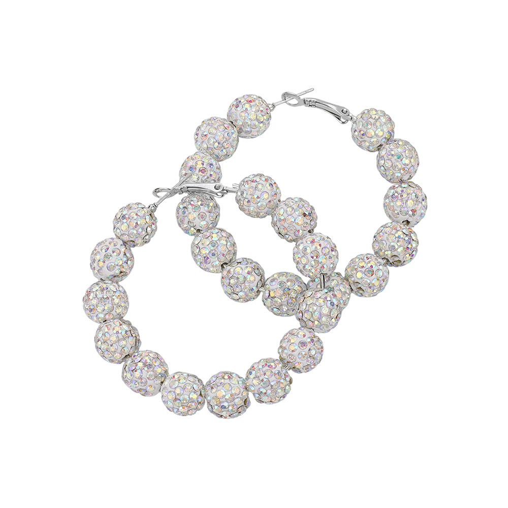 iLLASPARKZ Shamballa Ball Beaded Hoop Earrings