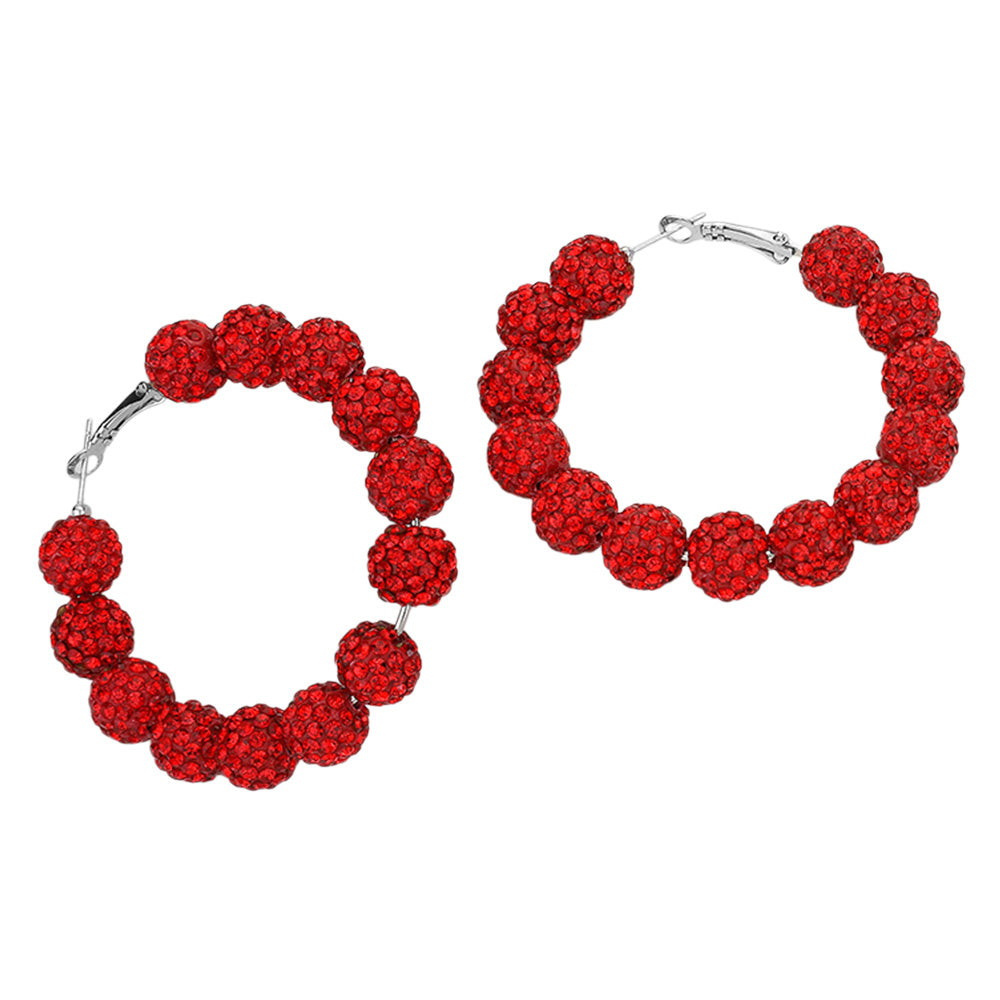 iLLASPARKZ Shamballa Ball Beaded Hoop Earrings