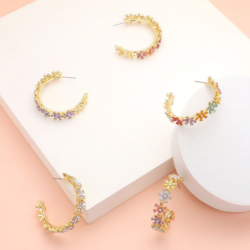 iLLASPARKZ Flower Cluster Hoop Earrings