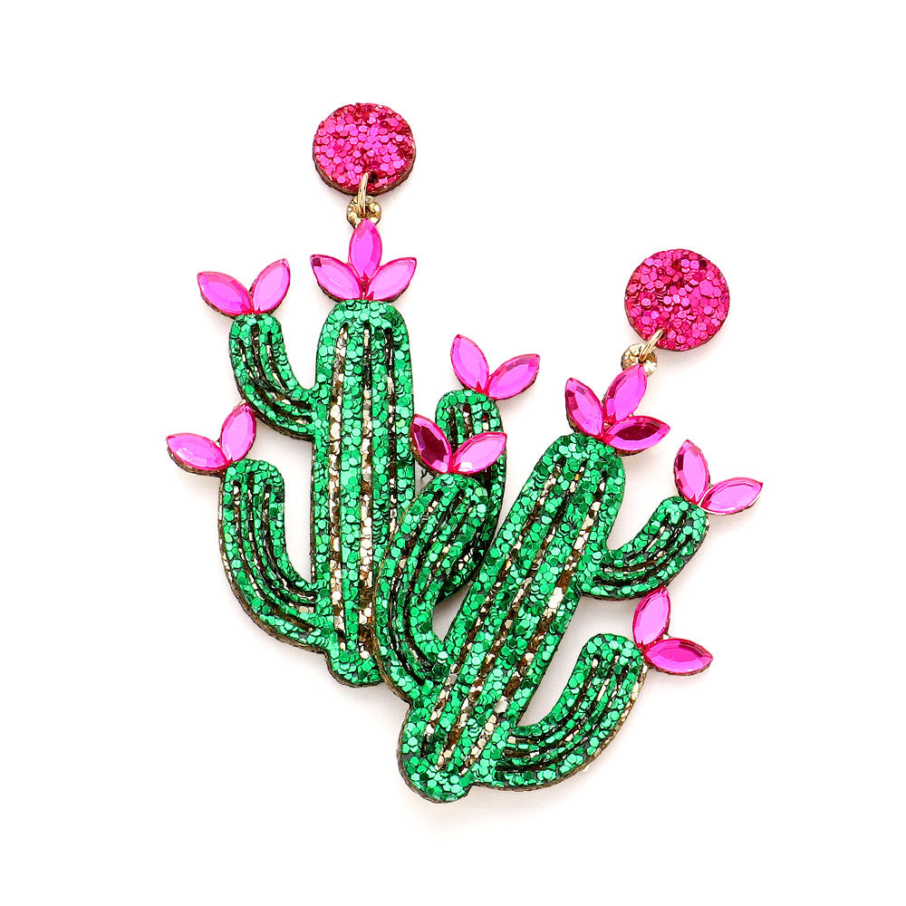 iLLASPARKZ Glittered Cactus Dangle Earrings