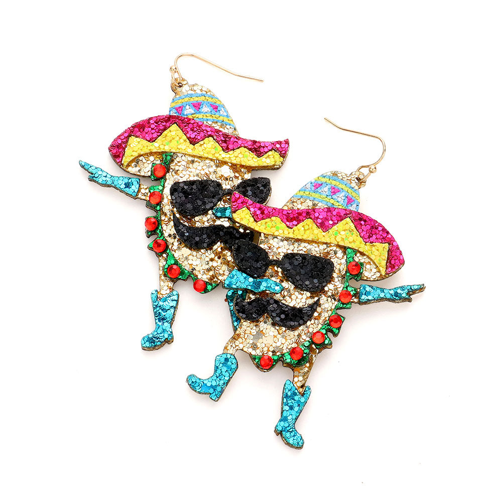 iLLASPARKZ Glittered Hat Taco Dangle Earrings